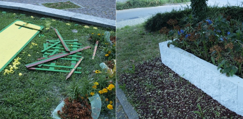 Vandali distruggono aiuole di due contrade di Rescaldina