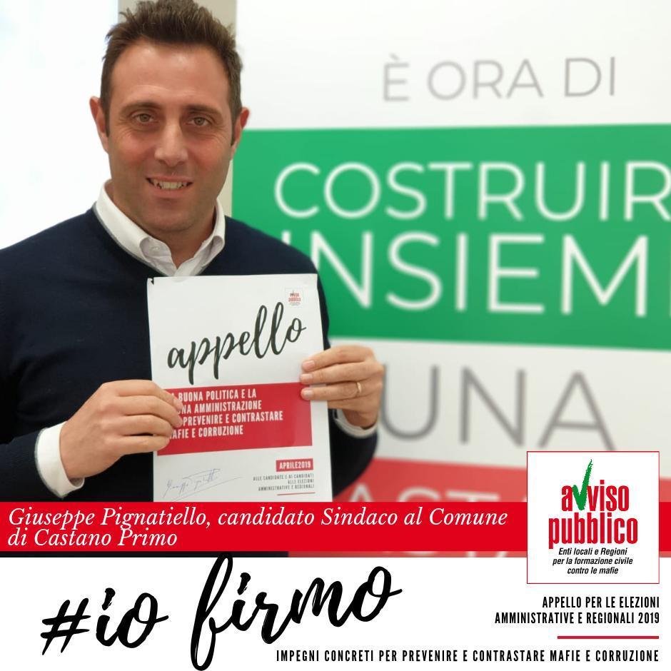 Elezioni Castano, Pignatiello firma contro mafie e corruzione