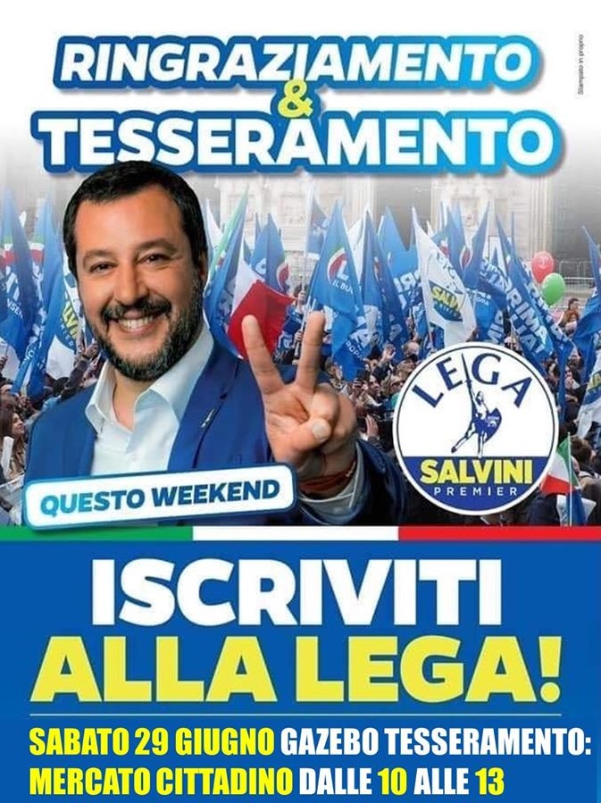 Gazebo Lega Nord Legnano per tesseramento 2019