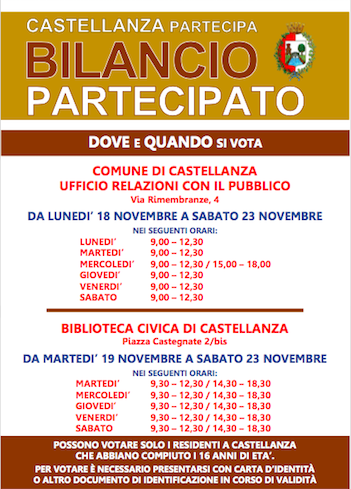 Bilancio partecipato a Castellanza: ora si vota