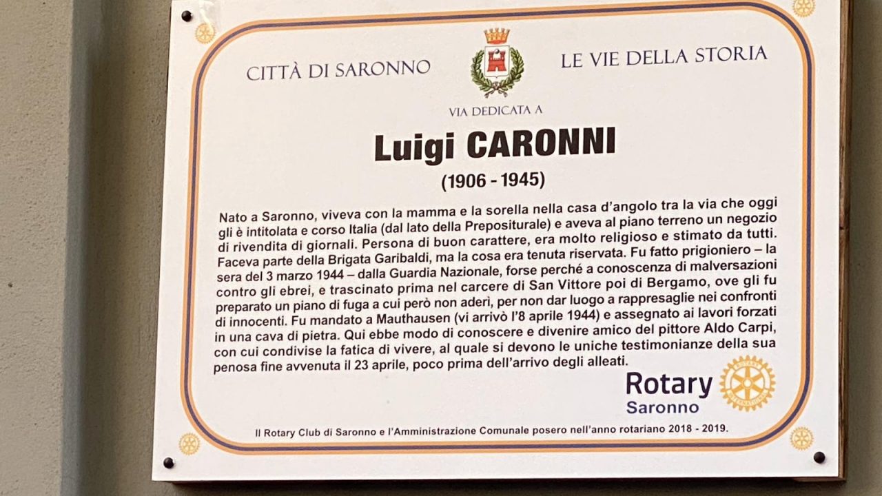 Una pietra d’inciampo e una targa per Luigi Caronni FOTO