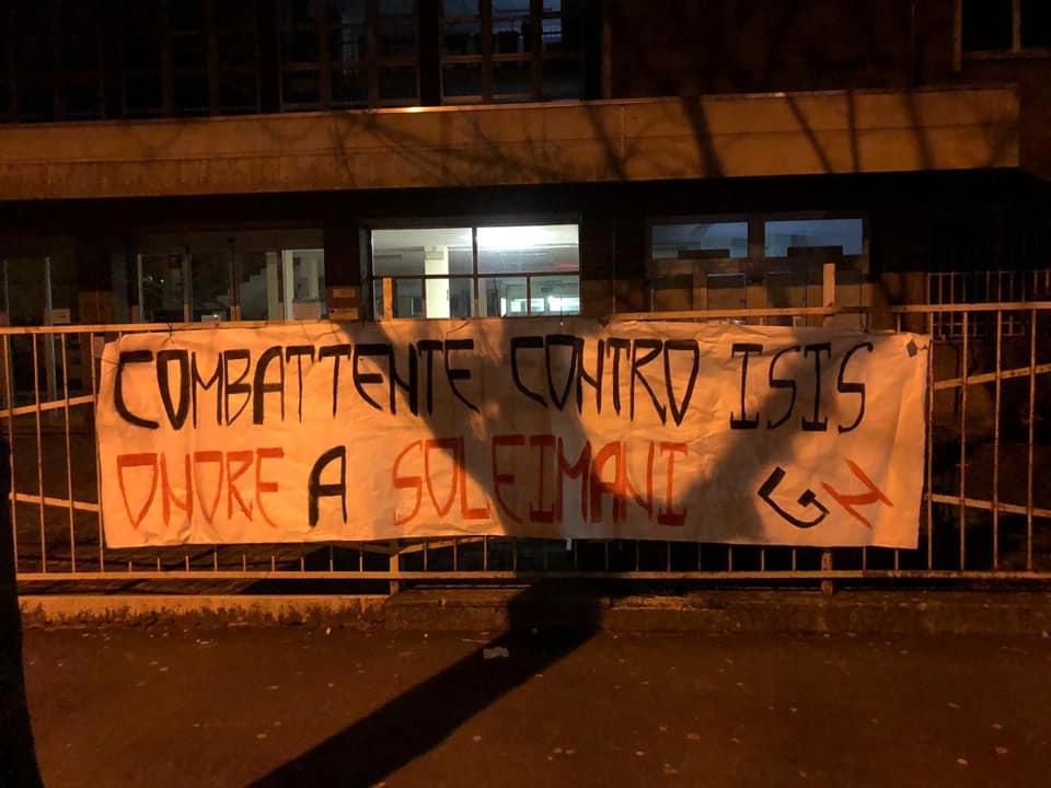 Striscione per Soleimani al liceo Galilei di Legnano