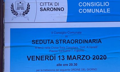 Consiglio comunale a Saronno a data da destinarsi, era in programma domani