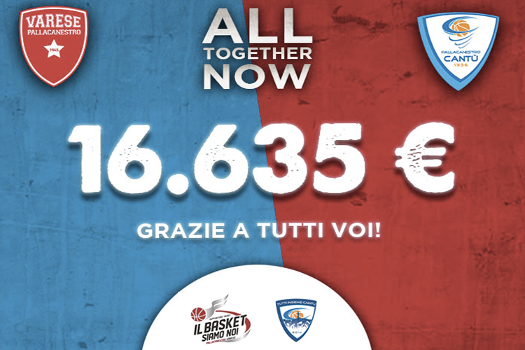 All Together Now chiusa la raccolta fondi di Pallacanestro Varese e Cantù