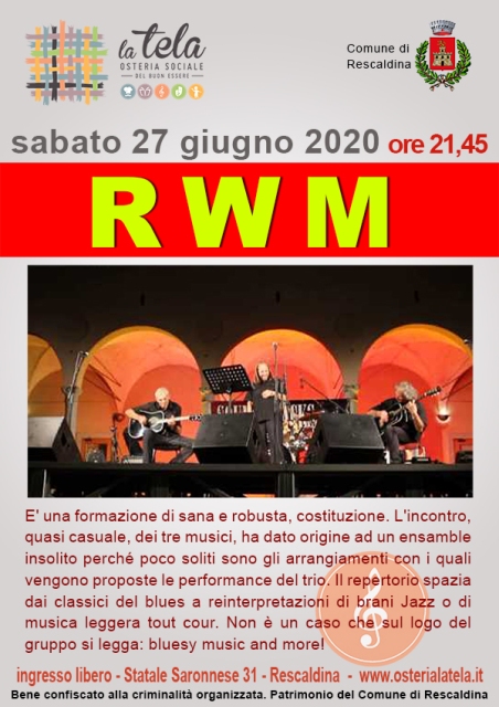 Il palco de La Tela riapre ai concerti live: sabato 27 giugno gli Rwm
