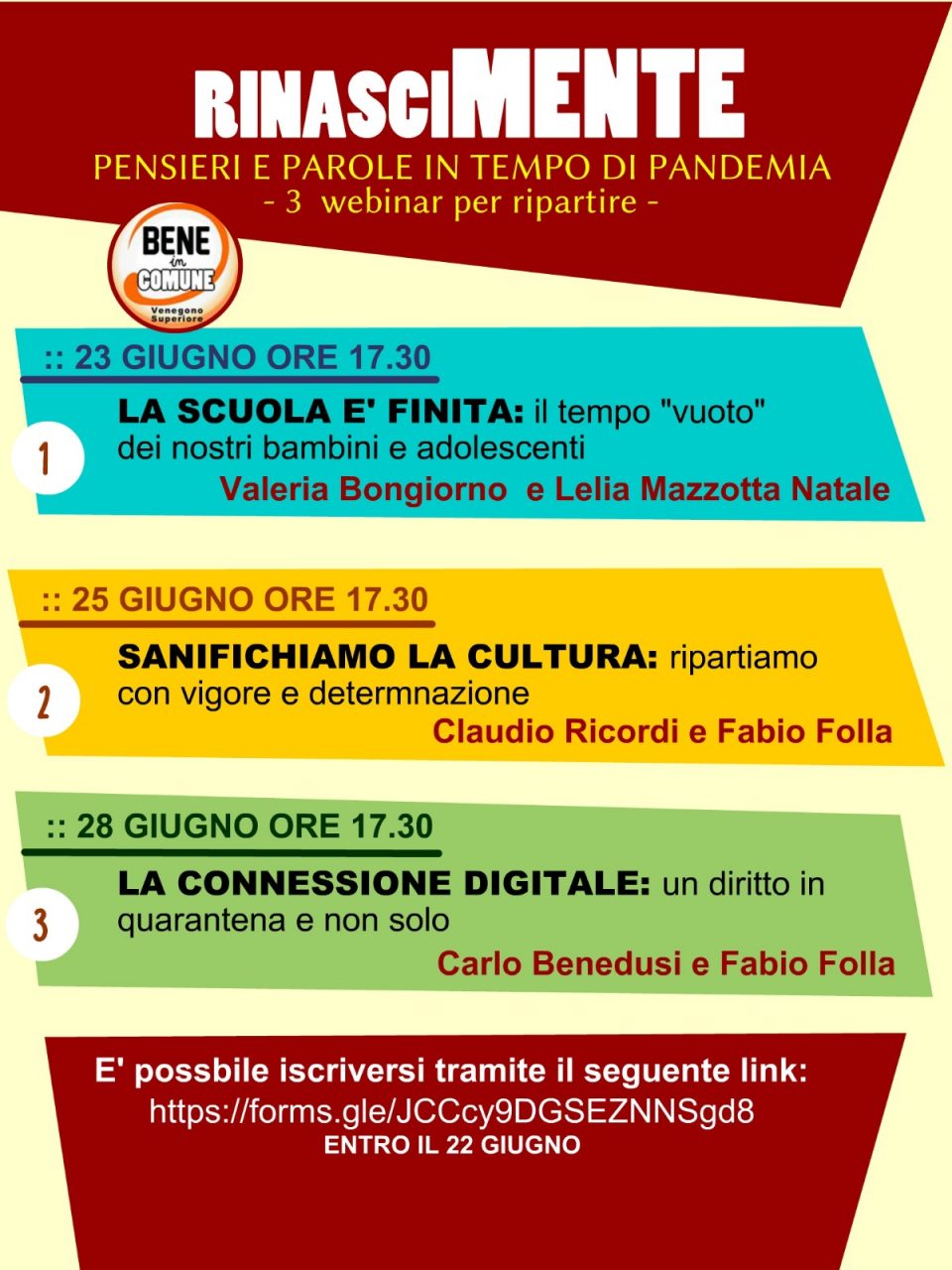“RinasciMente”: tre appuntamenti online con Bene in Comune per ripartire dopo l’emergenza