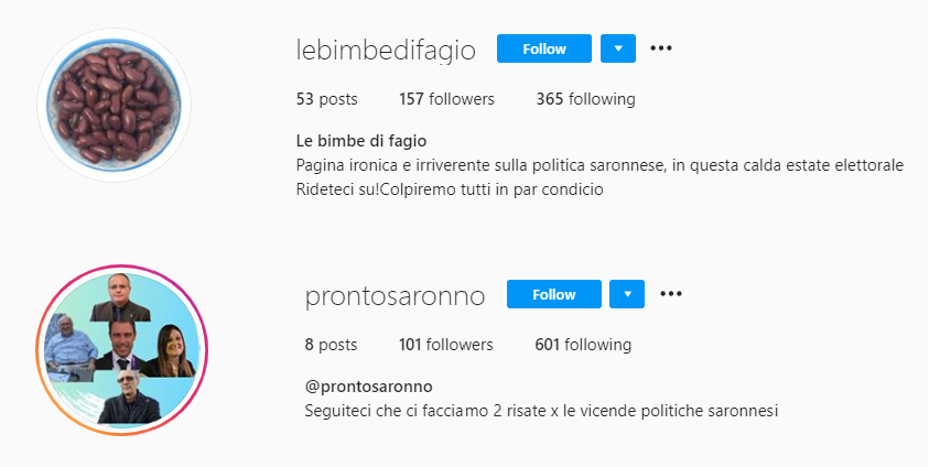 Le Bimbe di Fagio e Pronto Saronno: la politica cittadina raccontata a colpi di meme