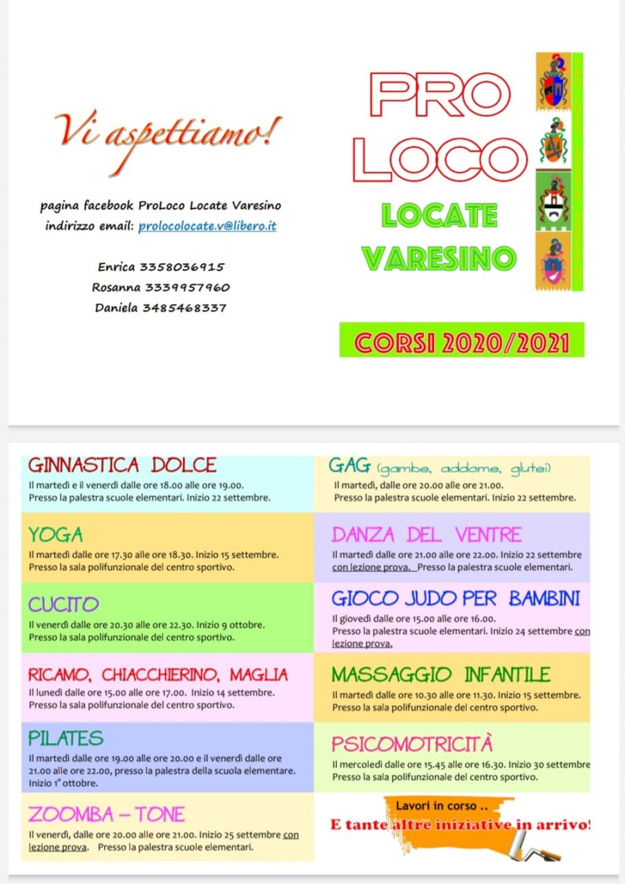 Ricco il ventaglio dei corsi: la Pro loco di Locate riparte.. alla grande