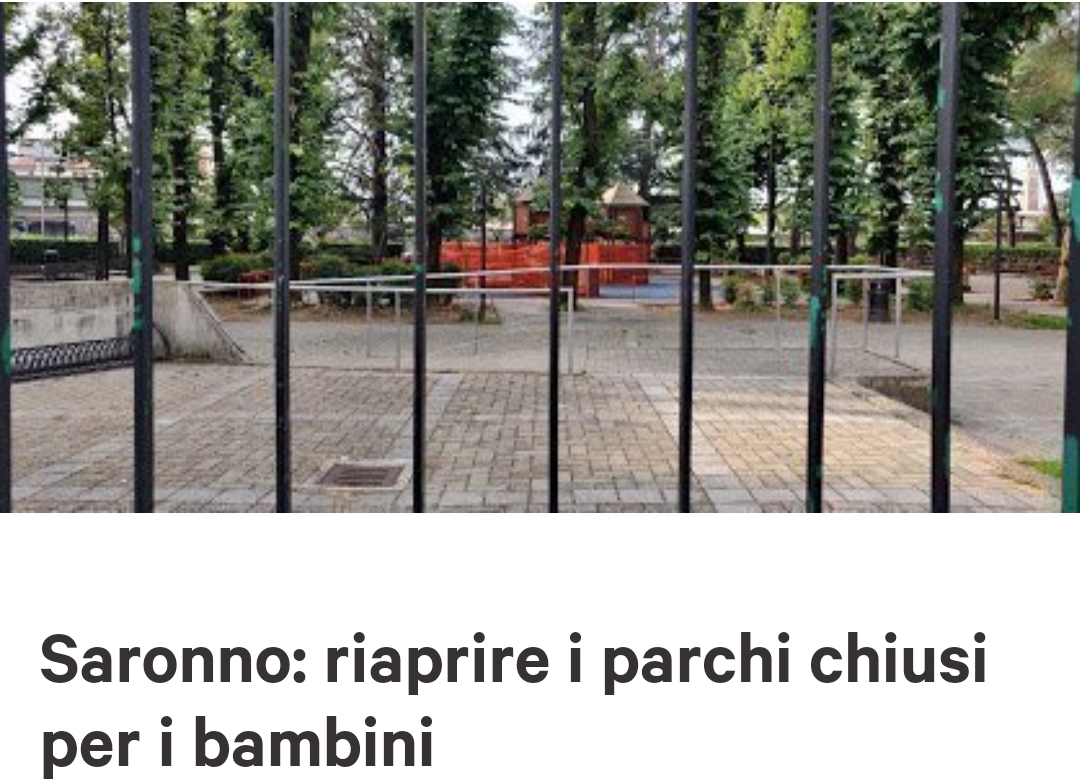 Saronno, petizione online per riaprire i parchi cittadini