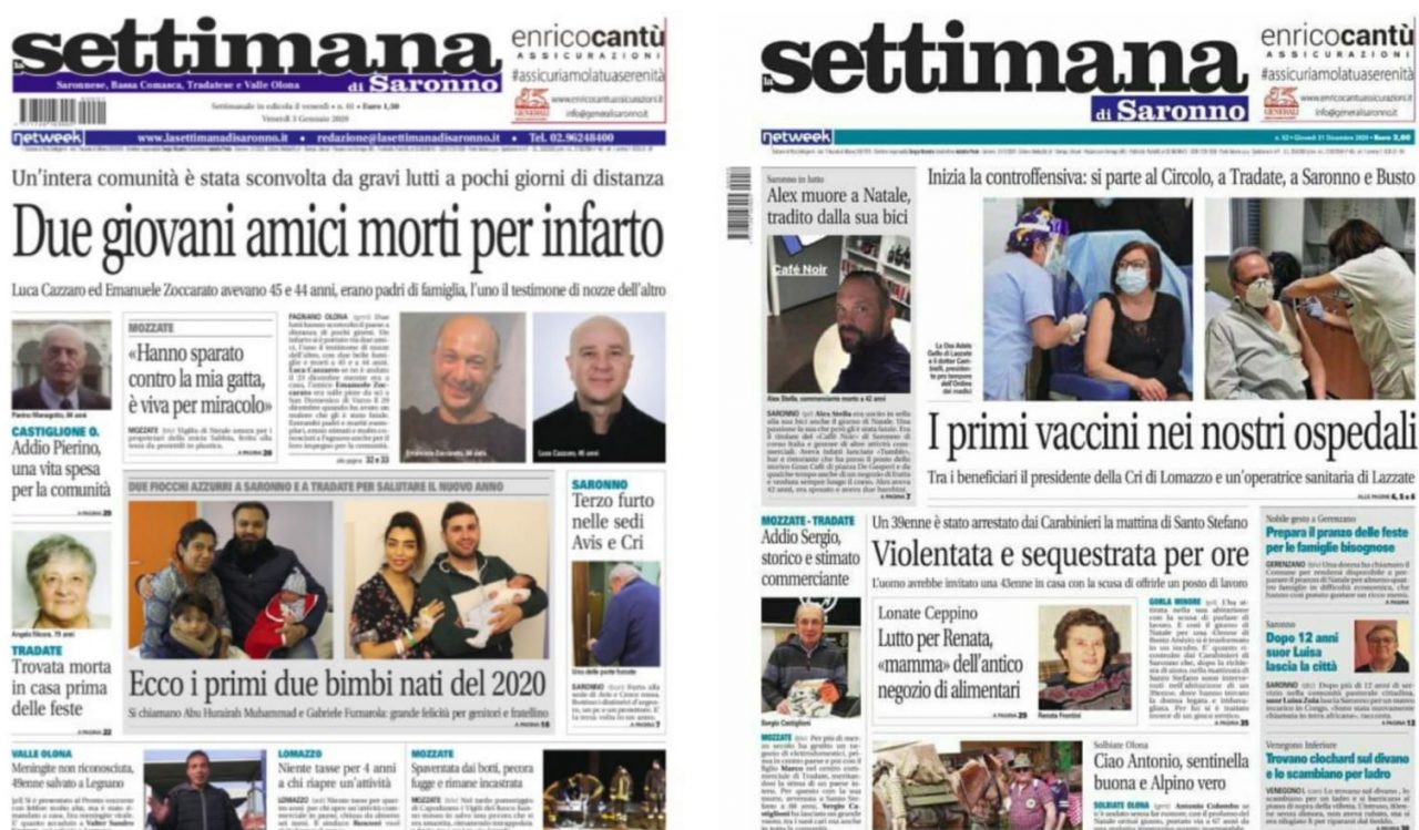 Un anno di informazione con La Settimana di Saronno: tutte le prime pagine del 2020
