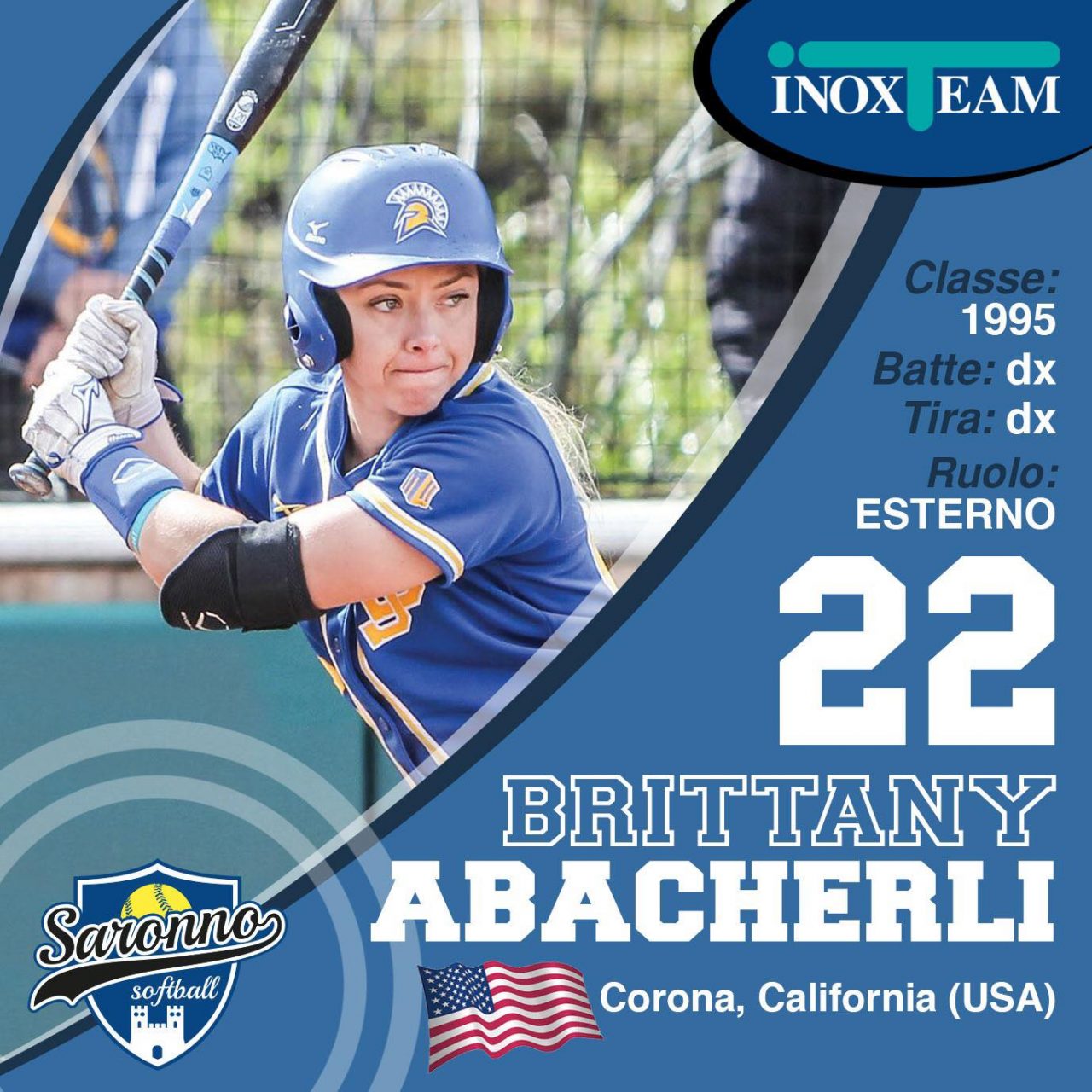 Brittany Abacherli, nuova giocatrice del Saronno Softball