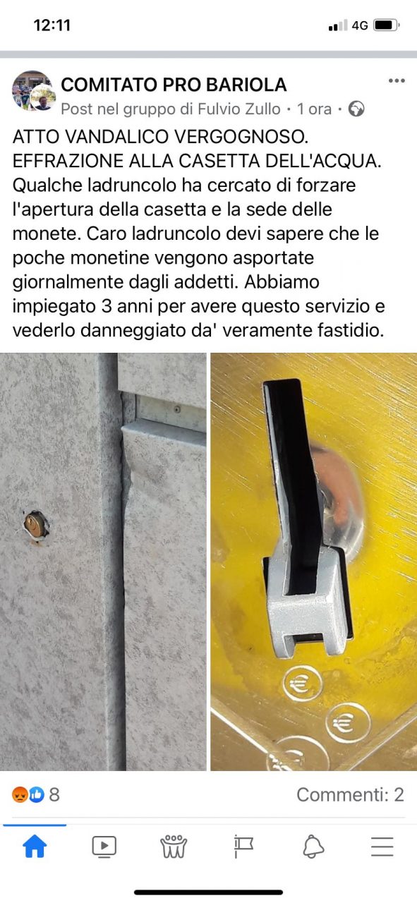 Tentativo di furto alla casetta dell’acqua di Caronno