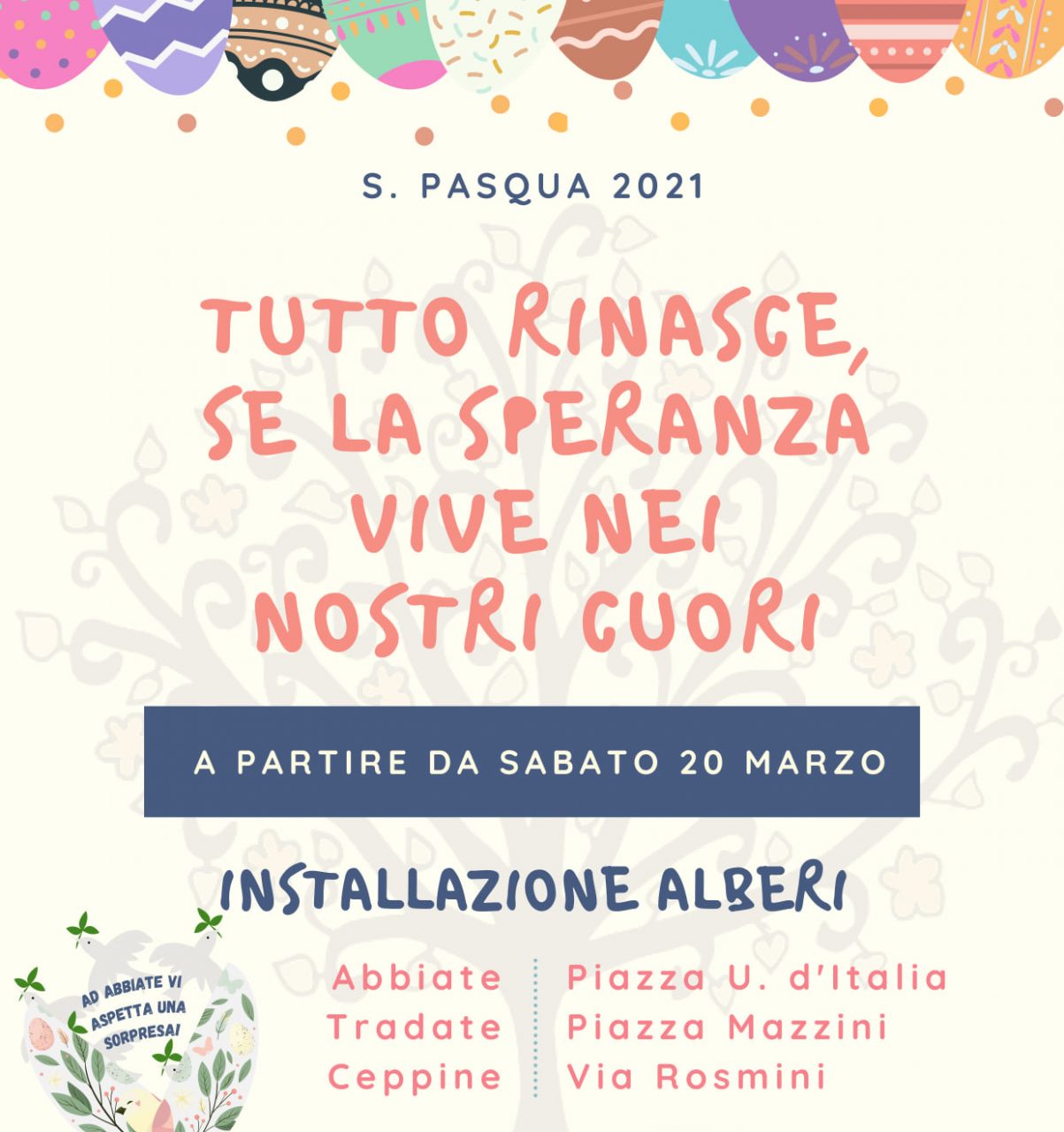 #rifioriAMO a Pasqua con le uova colorate dai bambini per abbellire i tre quartieri della città