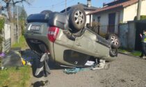Incidente a Gorla Minore, auto ribaltata
