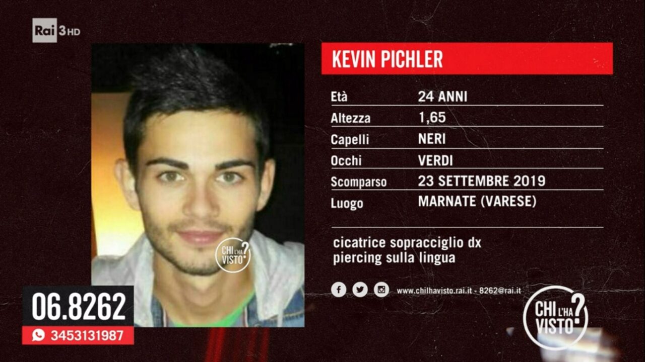 Scomparso dal 2019 da Marnate, anche “Chi l’ha Visto?” cerca Kevin Pichler