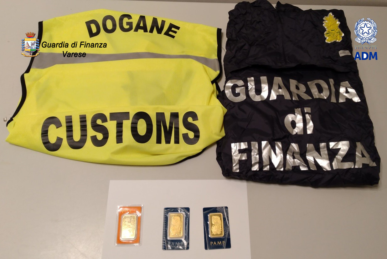 Contrabbando a Malpensa: trovate tre placchette d’oro puro