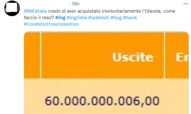 Ing Italia, conti bloccati e addebiti da miliardi di euro per un “errore tecnico”