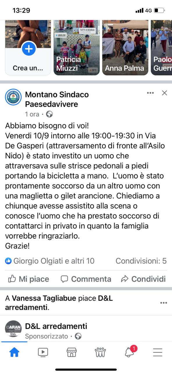 Olgiate, l’appello del Comune alla ricerca del soccorritore ignoto