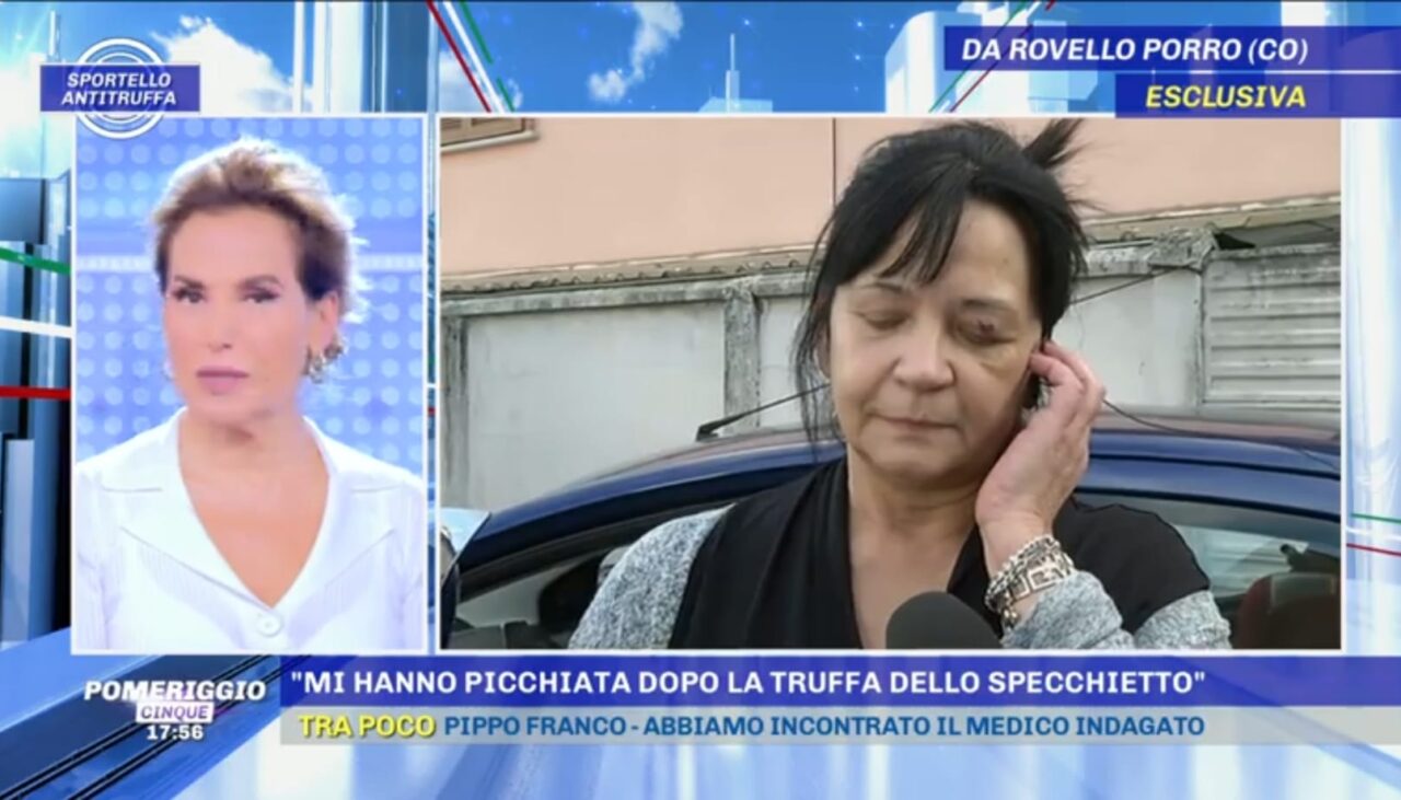 Truffa dello specchietto e aggressione, la vittima di Rovello intervistata dalla d’Urso