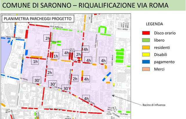 Via Roma a Saronno, pronto il nuovo piano parcheggi