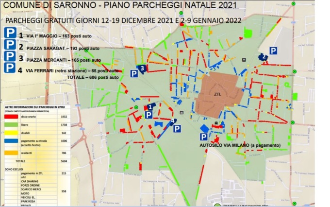 Più parcheggi liberi la domenica a Saronno