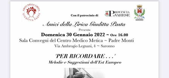 Concerto «Per ricordare» domenica 30