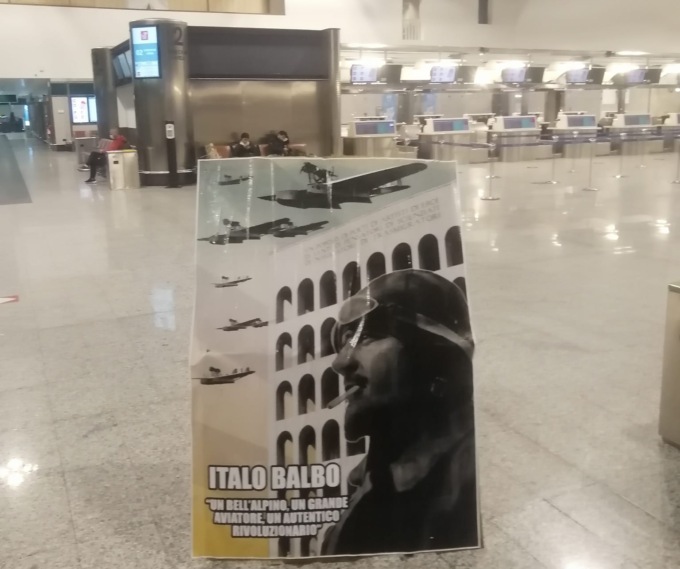 CasaPound a difesa di Balbo: gigantografie fuori dalle sedi dell’Aeronautica