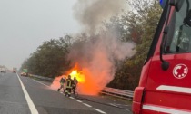 Auto in fiamme in A8, soccorsi in autostrada