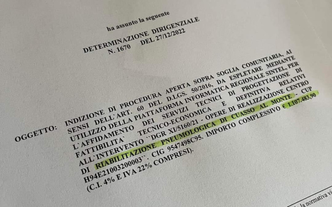 Via alla gara per la progettazione dell’istituto clinico di ricerca sulle malattie polmonari