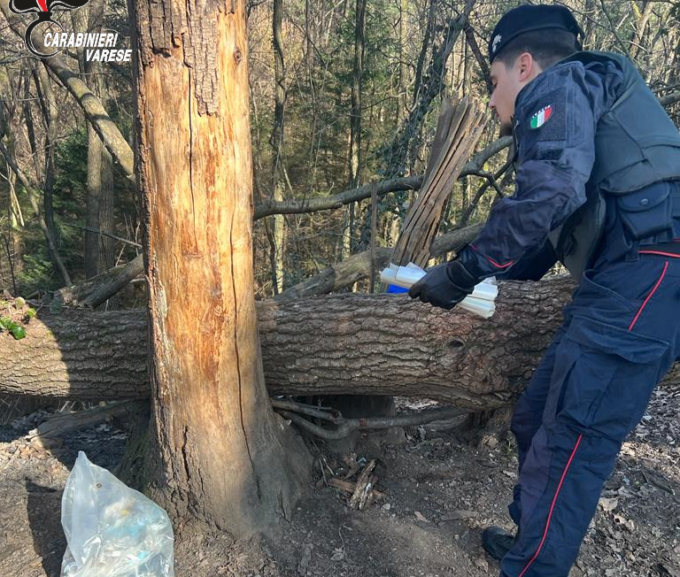 Operazione antispaccio nei boschi del Tradatese: 5 bivacchi smantellati