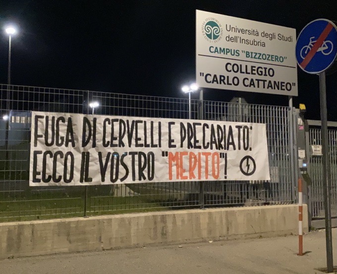 Blocco studentesco contro la fuga di cervelli e precariato