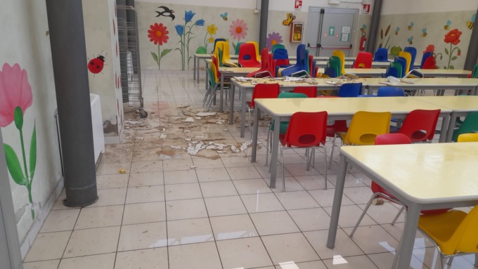 Maltempo, pesanti danni alla scuola primaria di Origgio