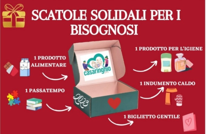 Raccolta di scatole di Natale con Casaringhio per i bisognosi