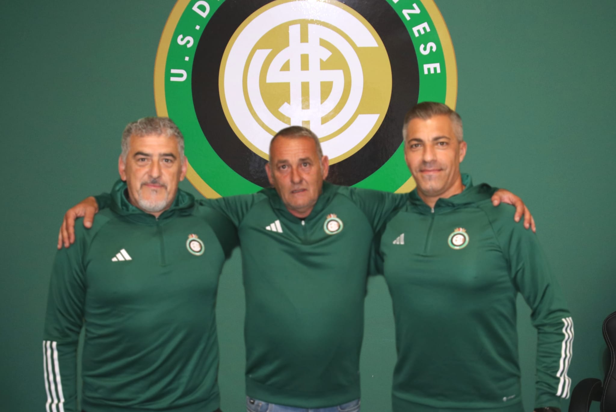 Da sinistra, il Preparatore Atletico Stefano Faletti, Mister Corrado Cotta e il Preparatore dei Portieri Luca Morlin