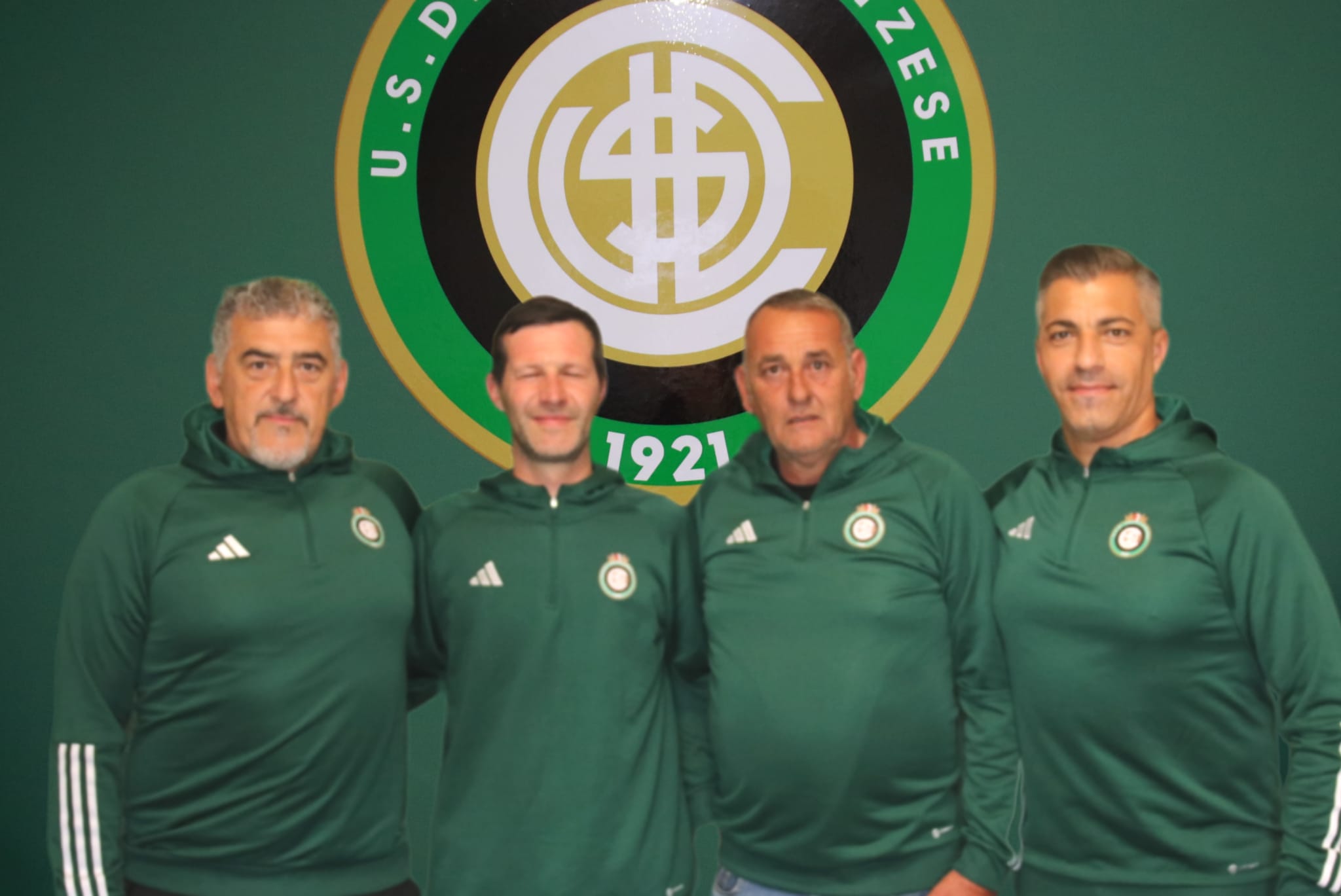 Da sinistra, il Preparatore Atletico Stefano Faletti, l'allenatore della Juniores Marco Visentin, Mister Corrado Cotta e il Preparatore dei Portieri Luca Morlin