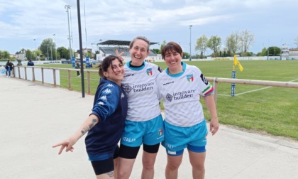 Tre leonesse dell'Amatori in campo con la nazionale di Rugby XIII