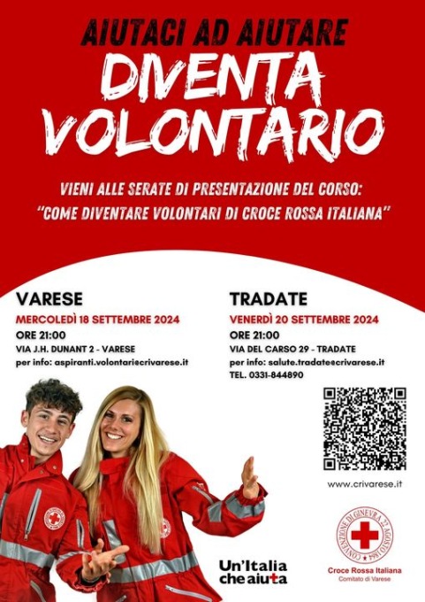 Diventare volontario: due serate con la Croce Rossa di Varese e di Tradate