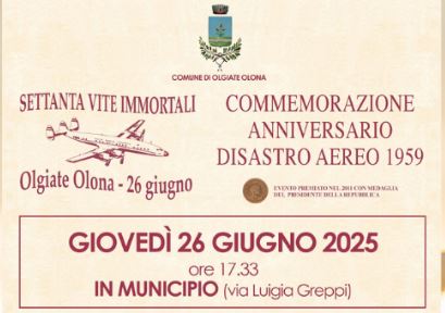 Disastro aereo, la cerimonia  il 26 giugno per tenere vivo il ricordo