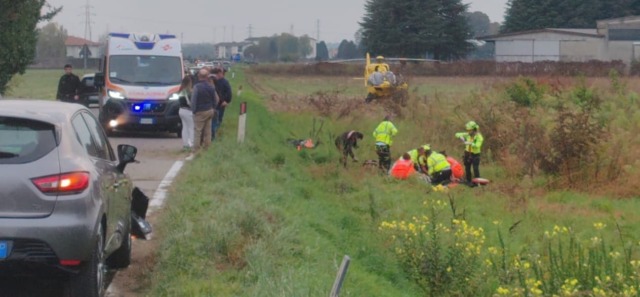 Incidente per un 22enne in moto: elitrasportato in codice rosso in ospedale