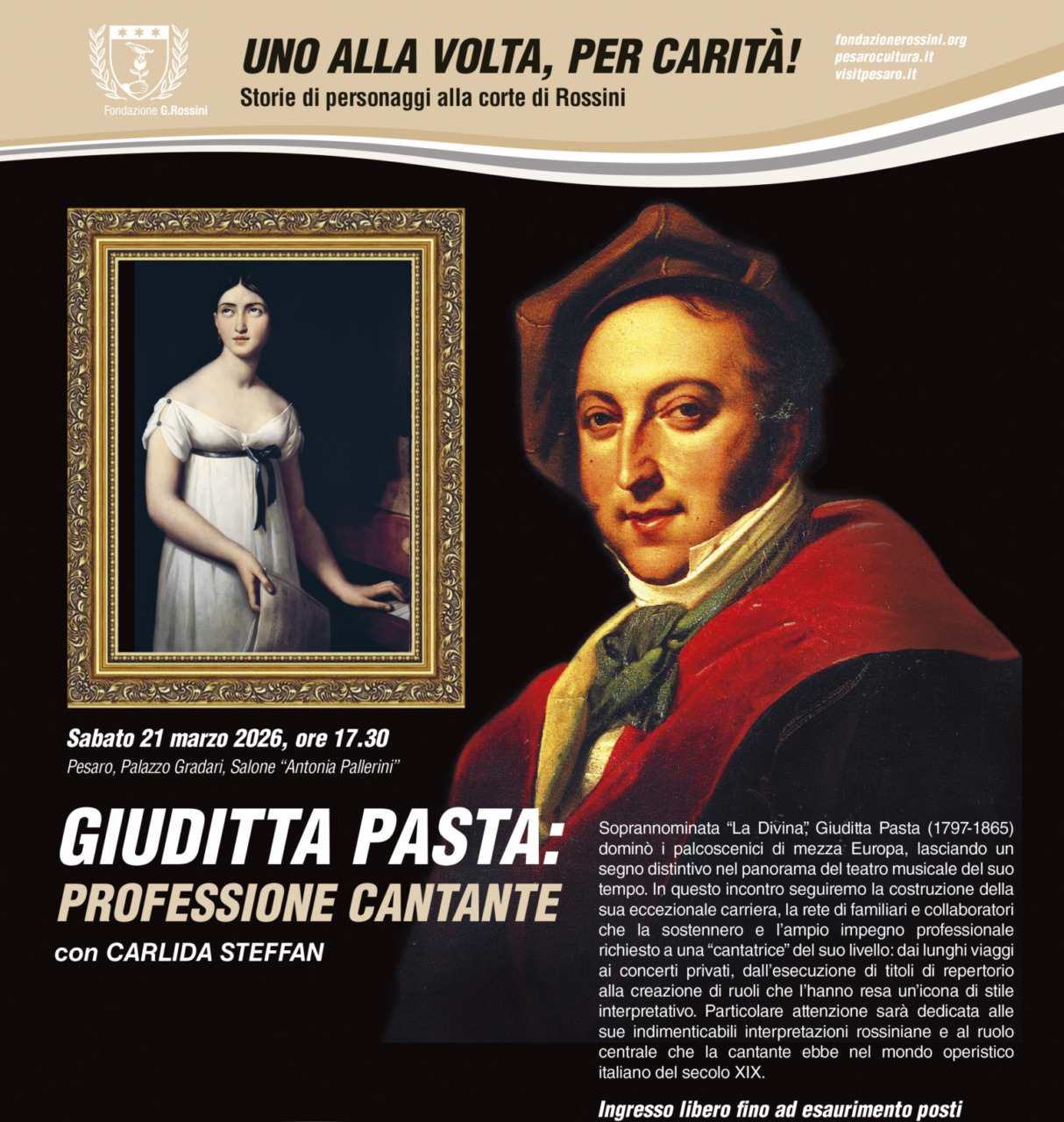 Giuditta Pasta protagonista anche a Pesaro