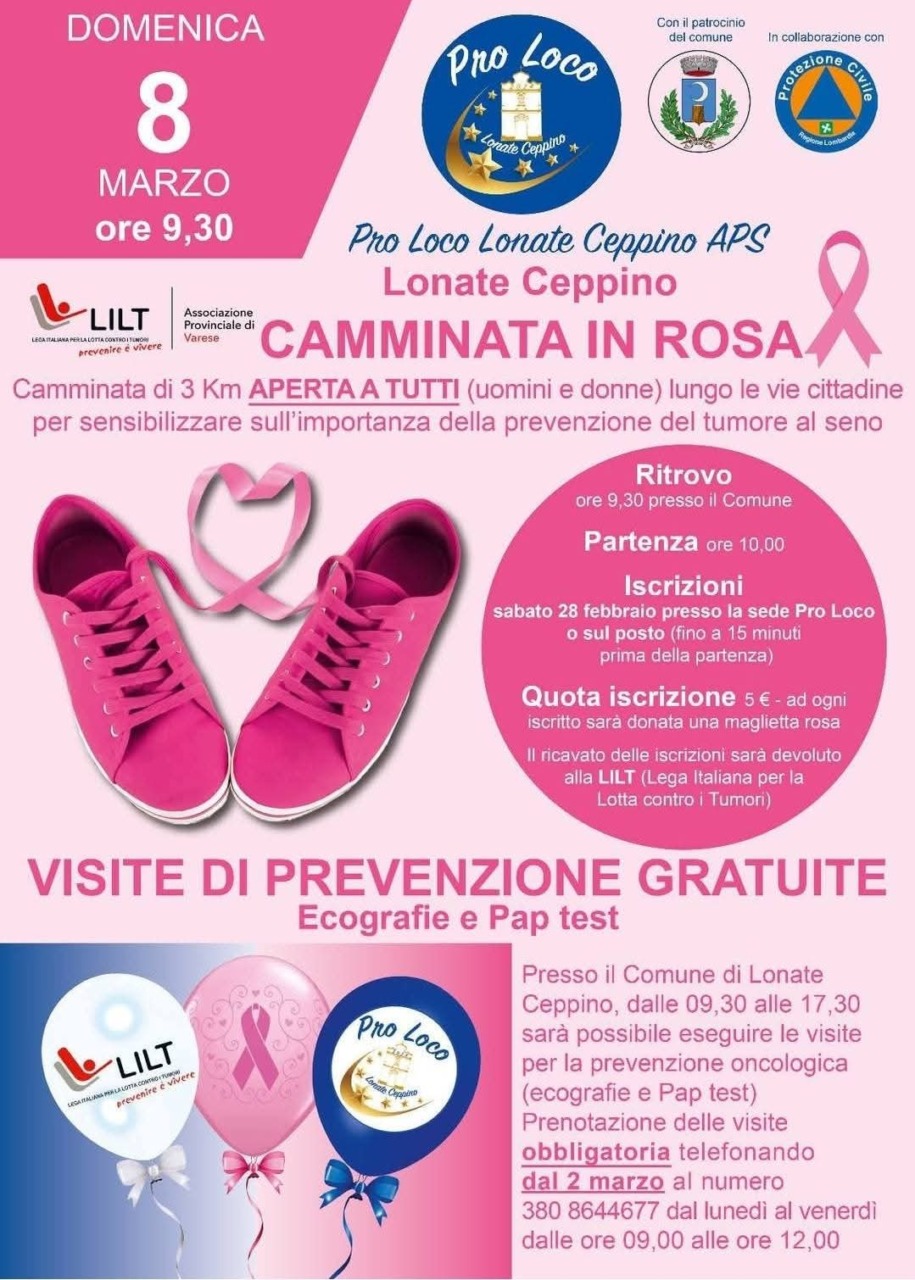 Screening gratuiti e camminata in rosa: a Lonate una giornata di prevenzione
