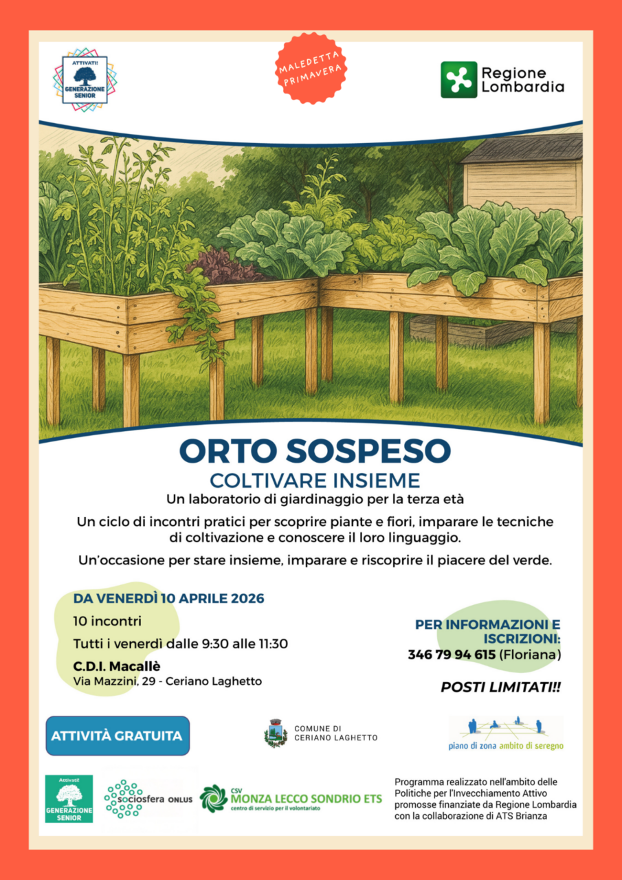 “Orto sospeso”: il laboratorio di giardinaggio dedicato alla terza età