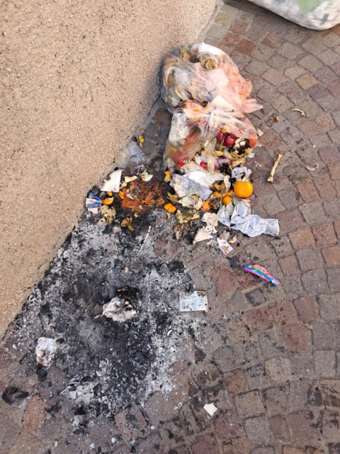 Ragazzino dà fuoco alla spazzatura: incastrato dalla telecamera