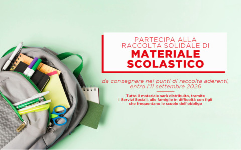 Raccolta di materiale scolastico con la Cri