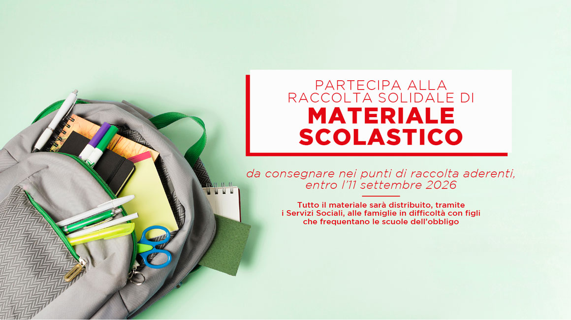 Raccolta di materiale scolastico con la Cri