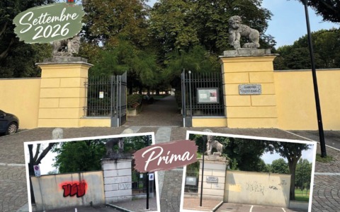 Il Comune elimina i graffiti nel parco